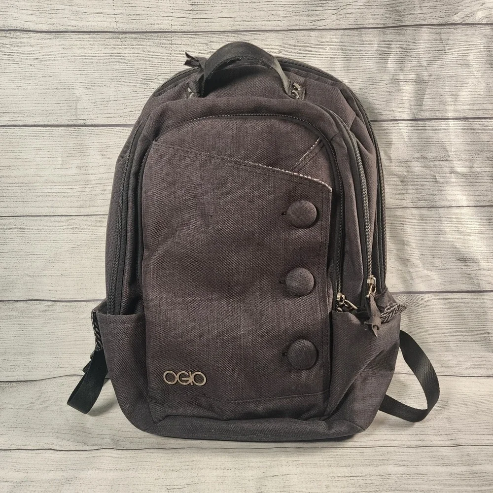 OGIO Soho Laptop Backpack Dark Gray Heathered Chevron Lining Womens Travel Bag